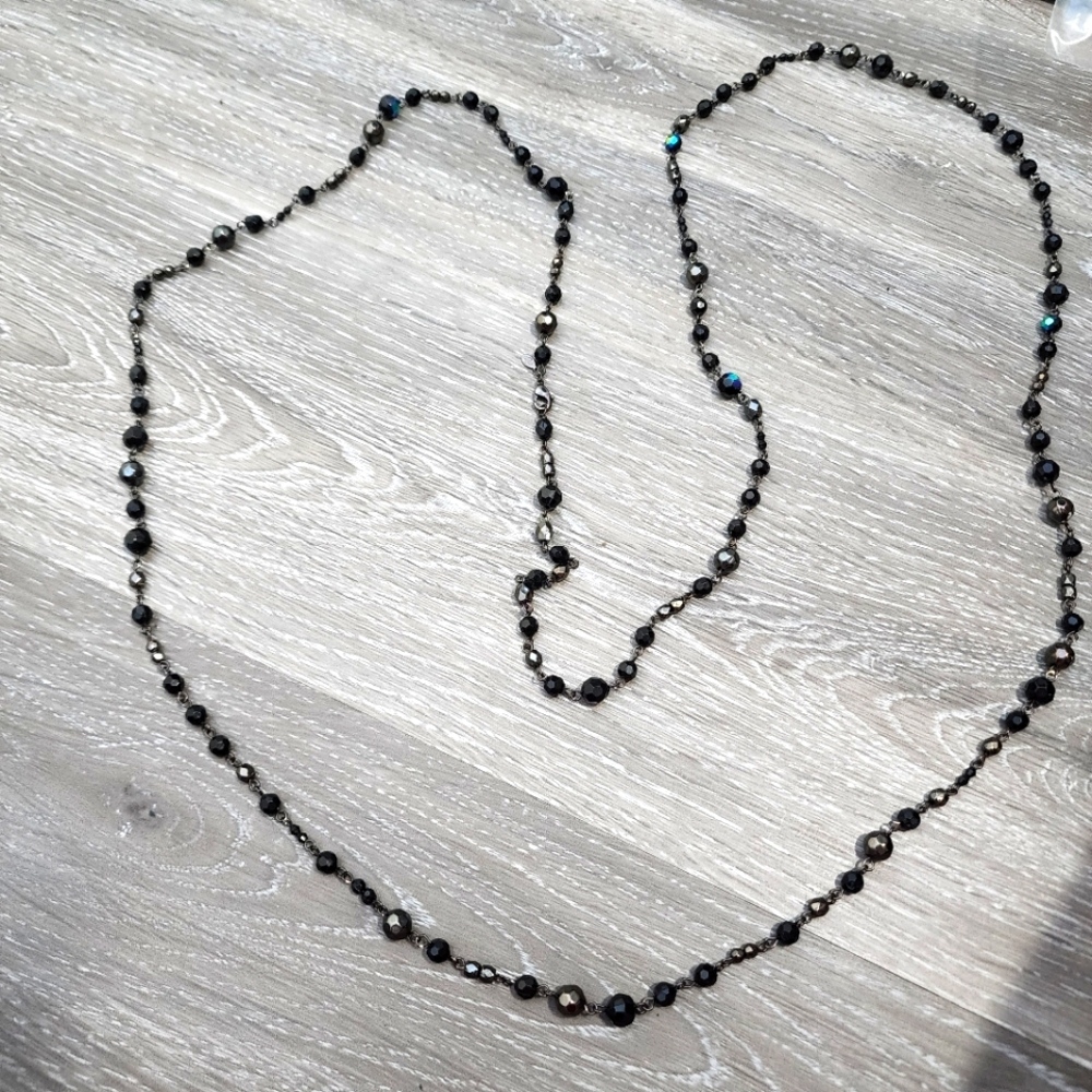 Elegant Black Beaded Necklace Hook And Eye Closure